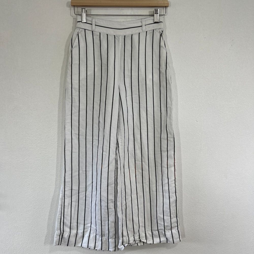Joie Stripe Womens Linen‎ Blend Pants Pull On Elastic High Waist Pockets Size XS